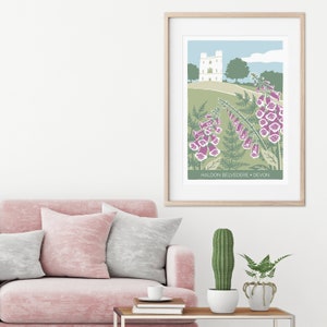 Haldon Belvedere print, wedding venue illustration, devon nature print with foxgloves and ferns, giclee print image 3