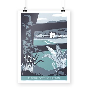 Elberry Cove in Churston, Devon illustration, coastal art image 4