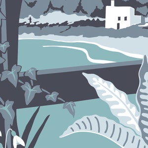 Elberry Cove in Churston, Devon illustration, coastal art image 2