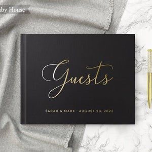 Wedding Guest Book Black Gold Wedding Guestbook Photo Booth Album Gold Foil Silver Foil Wedding Sign In Book