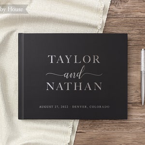 Wedding Guest Book Real Silver Foil Wedding Guestbook Wedding Sign in Book Photo Album for Wedding, Landscape Guest Book