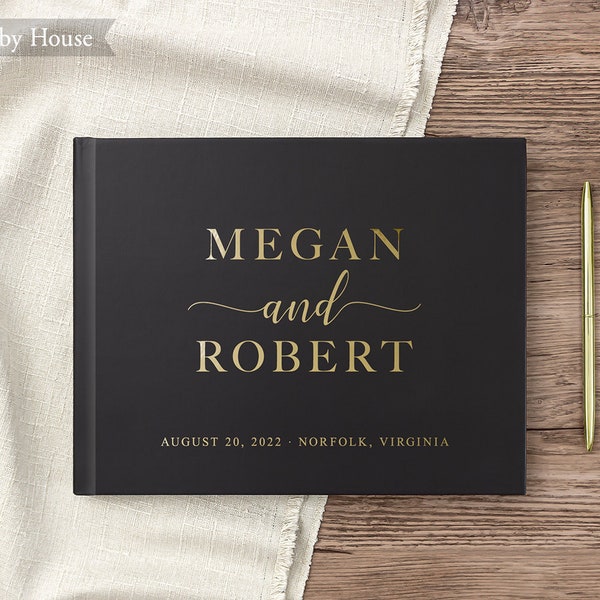 Guest Book Black Wedding Personalized Etsy