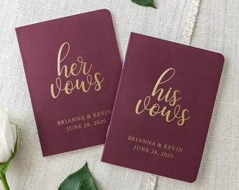 Wedding Vow Books, Bride and Groom Vow Books, His and Her Vow Booklets, Set of 2 Wedding Vow Journals, Personalized Keepsake Wedding Gift