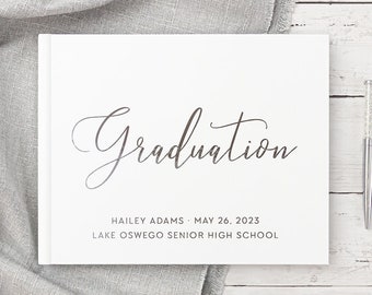 Graduation Guest Book Custom High School Graduation Party Photo Signature Book for Graduating Class, White Photo Album