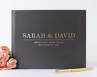 Wedding Guest Book Gray and Gold Wedding Guestbook Photo Booth Wedding Album, Guest Book Ideas, Personalized Instant Photo Book