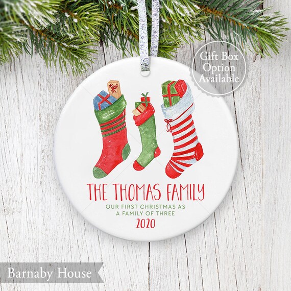 family ornament with new baby