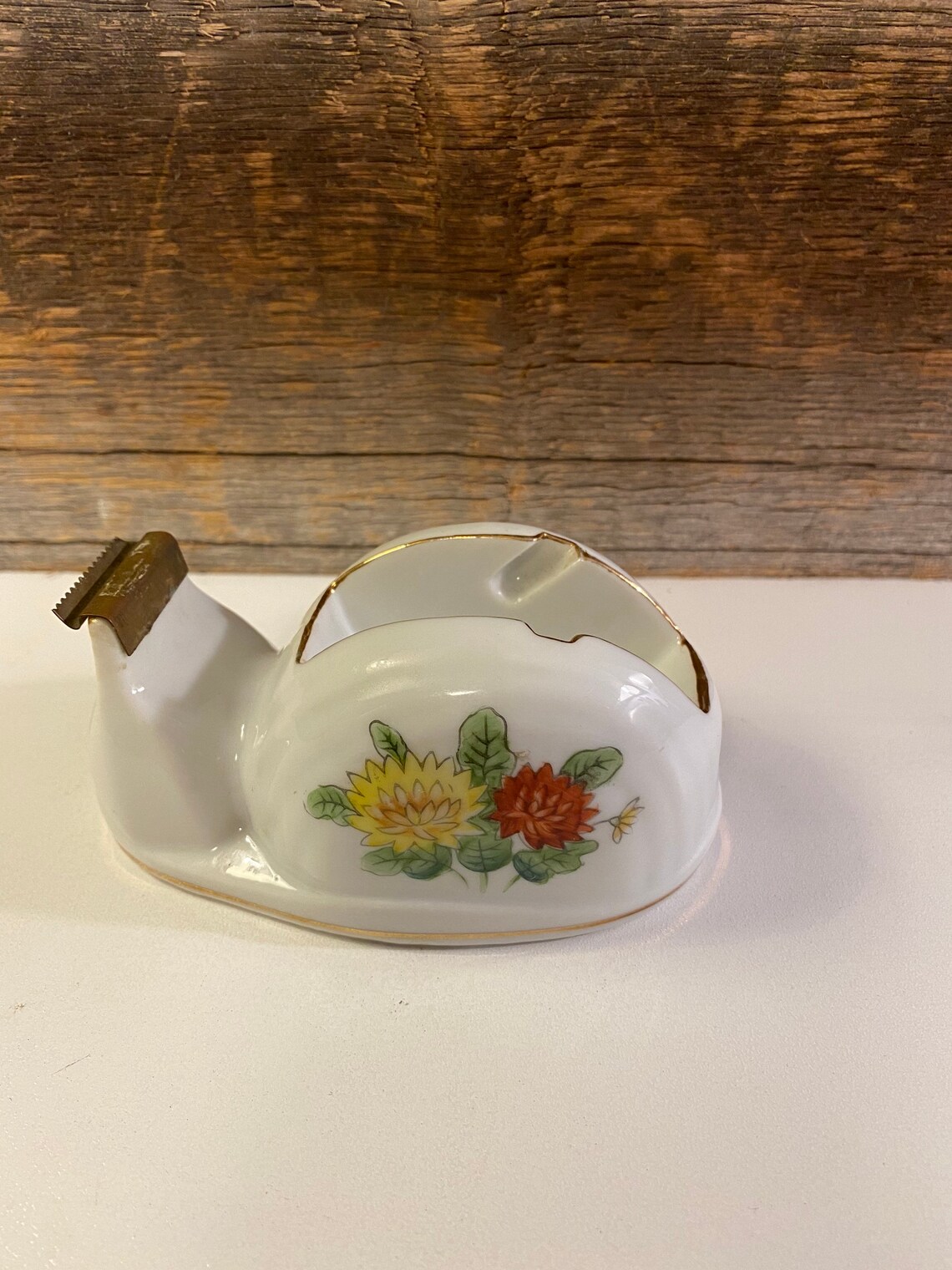Ceramic Tape Dispenser Floral Scotch Tape Dispenser Vintage Etsy