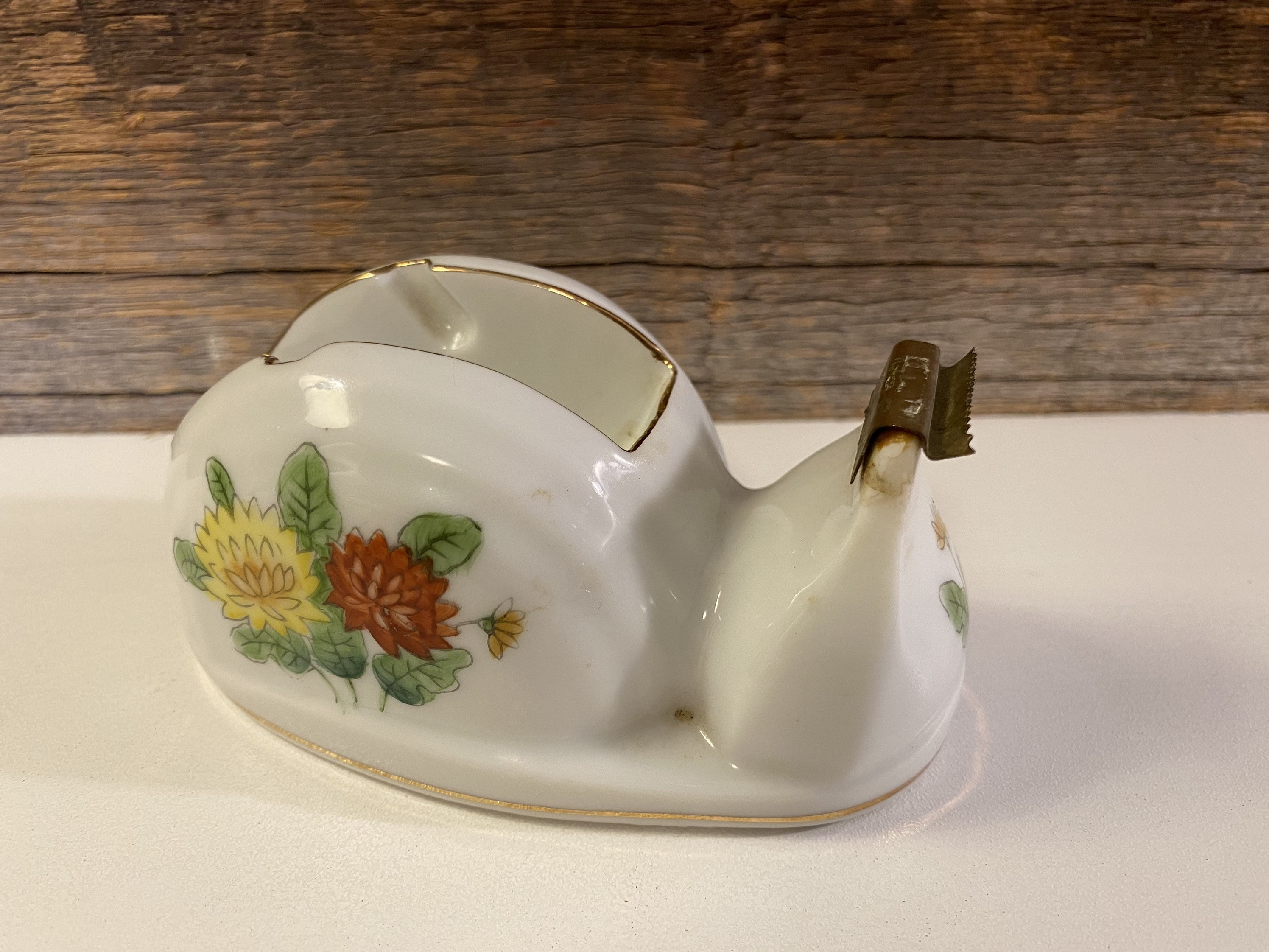 Ceramic Tape Dispenser Floral Scotch Tape Dispenser Vintage Etsy