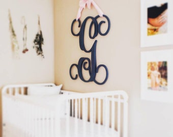 Painted Wooden Monogram Initial  Wall Hanging, Nursery Decor