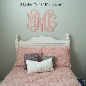 Large Wooden Monogram Wall Hanging Painted Initials Photo Prop Graduation Gift Wedding Nursery Bedroom Baby Dorm Decor all sizes image 1