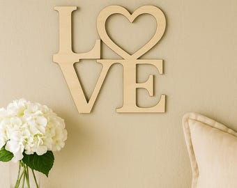 Love Wood Sign Cutout heart, Sign Love Valentine Decor, Rustic Home Wood Decor, Love Sign, Rustic Wood Sign, Love Wall Decor, Wall Art Sign