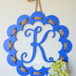 Front Door Wooden Initials with Ribbon - Monogram Door Sign- Monogram Wall Hanging - Wedding Monogram - Nursery Monogram - Personalized Gift