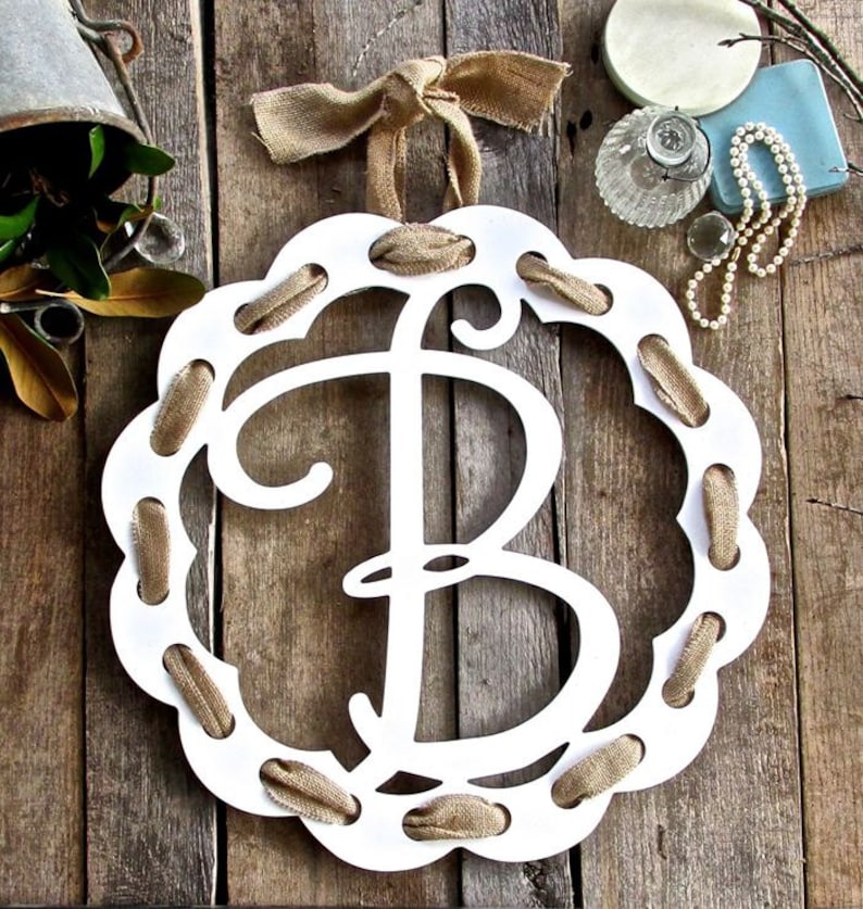 Monogram Door Hanger Monogram Door Wreath Wooden Etsy