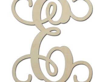 Painted Wooden Monogram Letter, Vine Script, Nursery Decor, Door Hanger Letter