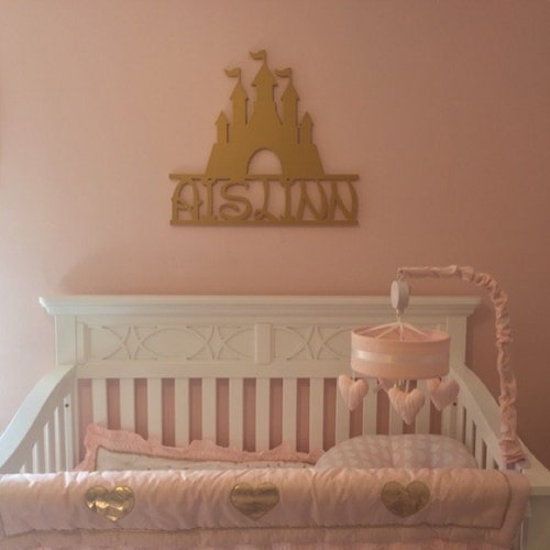 Personalised Watercolour Princess Castle Name Wall Print Decor Bedroom Nursery 