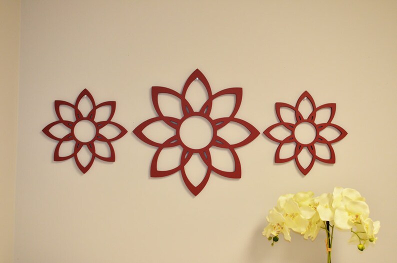 Wall Hanging Flower Wood Wall Art PAINTED Flower Wood Art Etsy