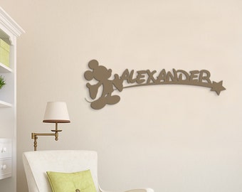 Disney Mickey Mouse, Monogram, Baby Boys, Wooden Name Sign, Baby Name Sign for Nursery, Name Wall Decor, Mickey Mouse Ears, Name Sign Decor