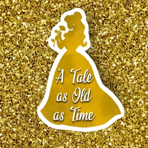 Pegatina de Bella / Pegatina de Princesa / Pegatina de La Bella y la Bestia / Pegatina de Bella / Pegatina de Un cuento tan antiguo como el tiempo / Pegatina inspirada en Disney