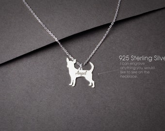 CHIHUAHUA Tiny Silver Necklace • &quot;Customizable Chihuahua Necklace: Tailored for Dog Lovers!&quot;