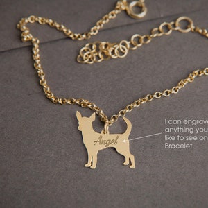 Personalized Chihuahua Bracelet: Tiny Sterling Silver, Gold or Rose Plated