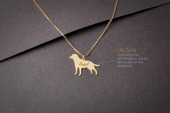 14K Solid GOLD Tiny LABRADOR RETRIEVER Necklace personalized 14K