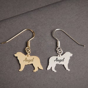 Personalized Bernese Mountain Dog Dangle Earrings: Sterling Silver