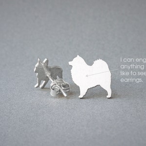 Personalized Samoyed Earrings: Sterling Silver Dog Breed Jewelry