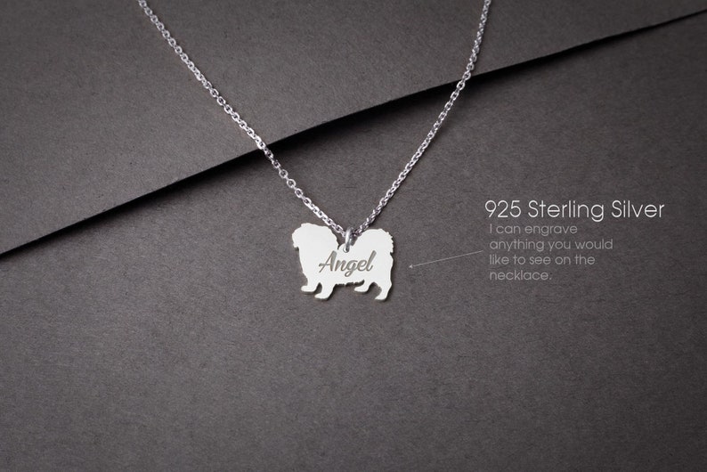 Pekingese Shorthaired Personalised Tiny Silver Necklace Etsy