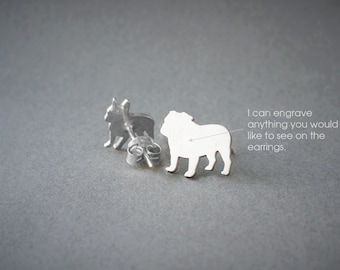 Personalized English Bulldog Earrings: Sterling Silver Dog Breed Jewelry