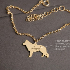 GERMAN SHEPHERD Personalised Tiny Silver Bracelet - German Shepherd Bracelet - 925 Sterling Silver, Gold Plated or Rose Plated