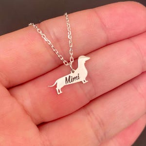 Dackel Halskette, Minimalist Anhänger, Haustier Schmuck, kleine Silber Anhänger, Geschenk für Hundeliebhaber