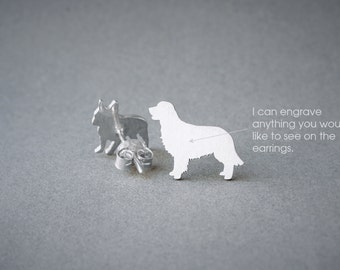 Personalized Golden Retriever Earrings: Sterling Silver Dog Breed Jewelry