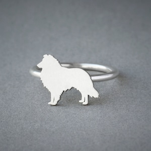 Personalized Shetland Sheepdog Ring: Sterling Silver Sheltie Jewelry