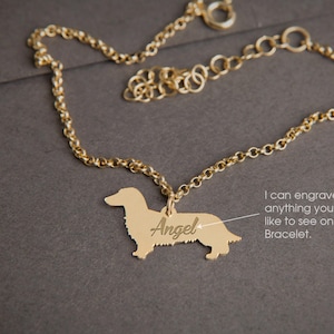 Personalized Dachshund Bracelet: 925 Sterling Silver Doxie, Engraved Name