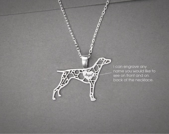 Personalized German Shorthair Pointer Necklace: Sterling Silver Dog Breed Jewelry