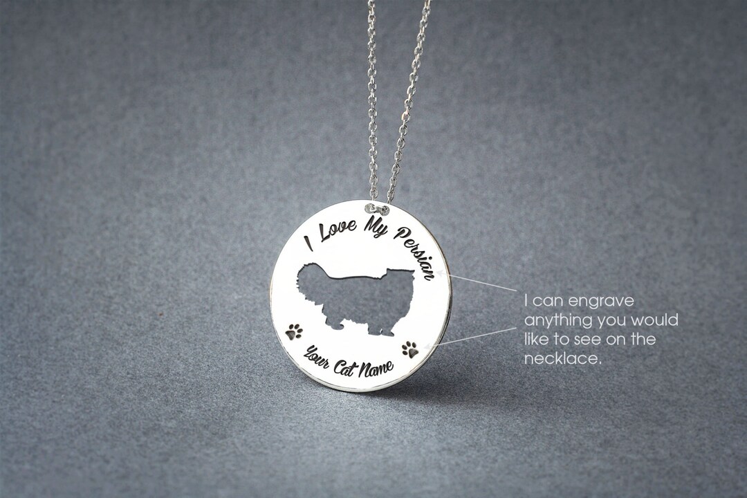 Personalised DISK PERSIAN CAT Necklace / Circle Cat Breed Etsy