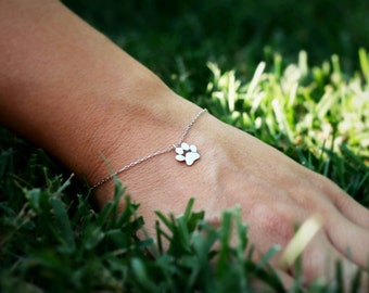 Sterling Silver Paw Print Bracelet: Pet Memorial Jewelry - Etsy