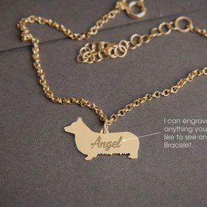 Personalized Corgi Bracelet: 925 Sterling Silver, Gold or Rose Plated