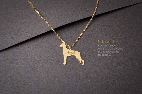 14K Gold Dane Necklace • Personalized Dog Memorial Jewelry