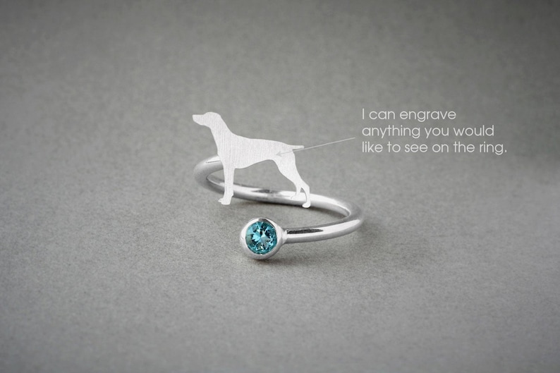 Adjustable Spiral GERMAN Shorthair Pointer BIRTHSTONE Ring / German Pointer Birthstone Ring / Birthstone Ring / Dog Ring image 1