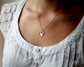 Sterling Silver Heart Cat Necklace: Handmade Pet Jewelry