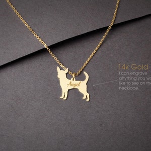 14K Solid Gold Chihuahua Necklace: Personalized Dog Lover Gift
