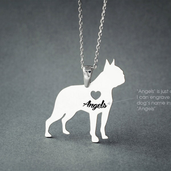 BOSTON TERRIER NAME Necklace - Boston Terrier Necklace - Personalised Necklace - Dog breed Necklace - Dog Necklace