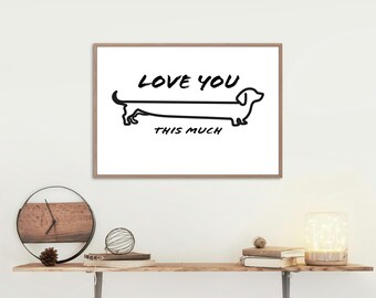 Dachshund Minimalist Silhouette Print, Sausage Dog Wall Art (Digital Download)