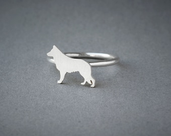 Sterling Silver German Shepherd Ring: Personalized Dog Breed Jewelry