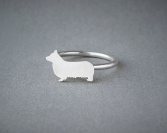 PEMBROKE WELSH CORGI Ring / Pembroke Welsh Corgi Ring / Silver Dog Ring / Dog Breed Ring / Silver, Gold Plated or Rose Plated.