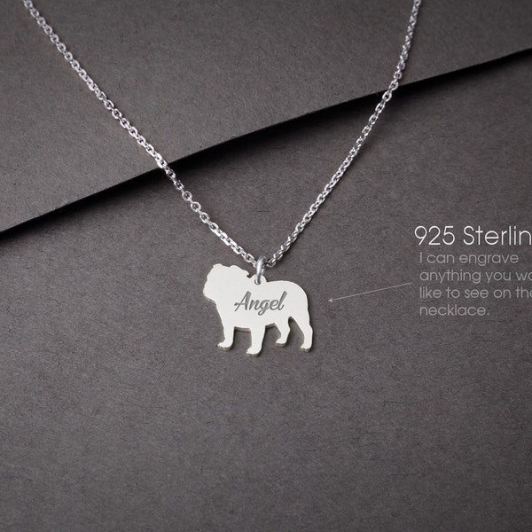 ENGLISH BULLDOG Tiny Silver Necklace • "Customizable English Bulldog Necklace: Tailored for Dog Lovers!"