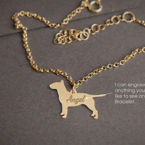 Personalized Bull Terrier Bracelet: Sterling Silver, Gold or Rose Plated