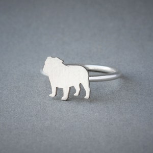 ENGLISH BULLDOG RING / English Bulldog Ring / Silver Dog Ring / Dog Breed Ring / Silver, Gold Plated or Rose Plated.
