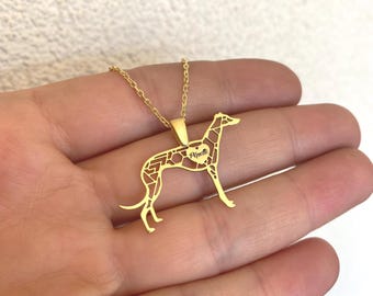 Personalized Greyhound Necklace: Sterling Silver Dog Breed Jewelry